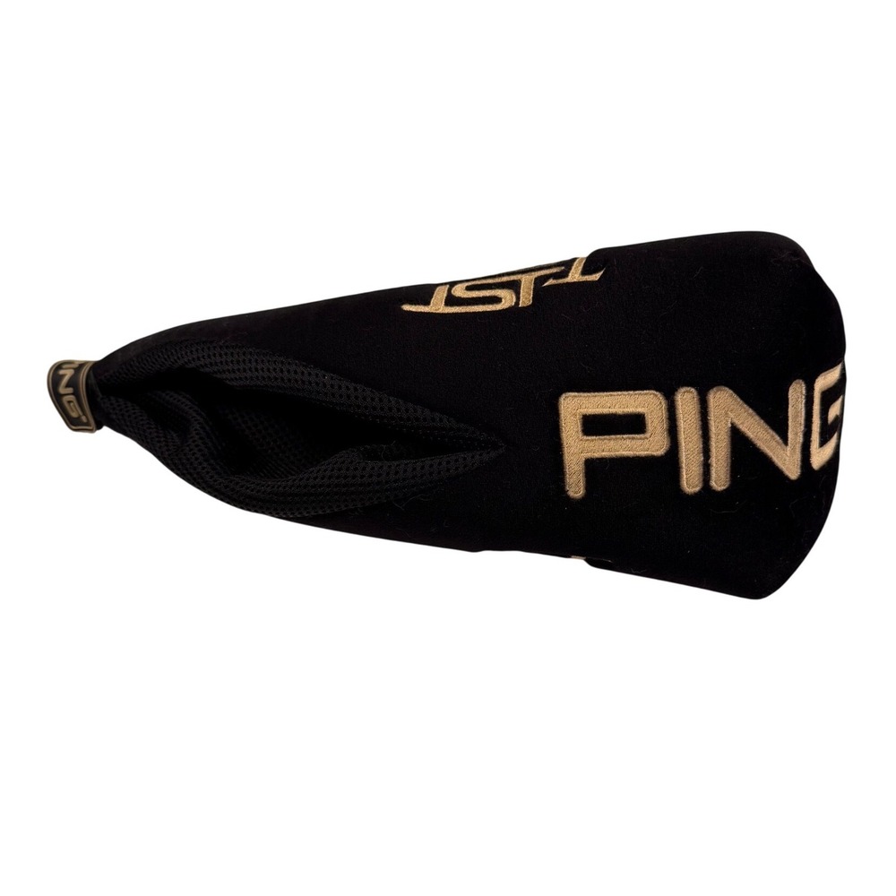Ping TiSI Titanium Golf Driver Headcover Black Gold Embroidery Classic Style